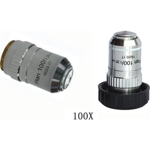 100X L=195 Plan Achromatic Bio-Microscope Biological Microscope Objective Lens Thread Diameter 20.2x0.705 for Medical Science