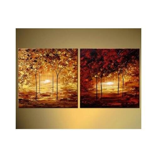 2pcs Hand Painted Canvas Painting-Soulmates-Modern Canvas Art Wall Decor-Landscape Oil Painting Wall Art