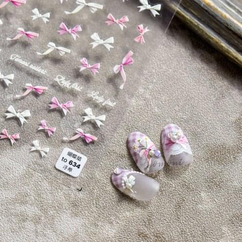 3D Bowknot Nail Stickers Gold Chain Manicure Slider Letters Nails Art Accesoires Bow Foil Nail Decorations