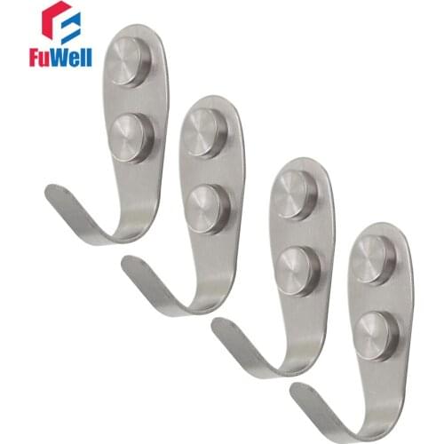 4pcs Stainless Steel Hooks Hanger Light Duty Kitchen Cabinet Bathroom Clothing Hooks 1.5mm Thickness Wall Mount Hangers