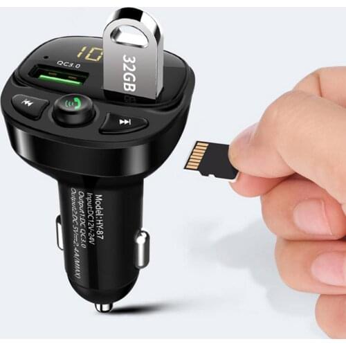 5.0 Bluetooth Adapter LED Digital Display Dual USB Fast Charger Auto Charger Cigarette Lighter QC3.0 Car Electrical Appliances