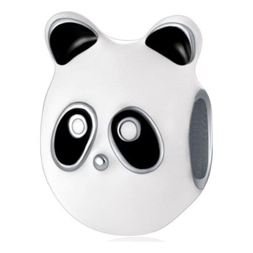 5PCS Trendy Chinese Cute Panda White Enamel European Animal Loose Beads Charm Fit DIY Bracelet & Bangle Jewelry Making Findings