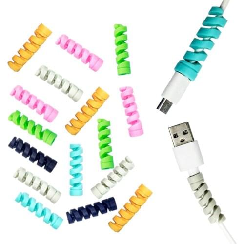 50pcs/lot Spiral Cord Holder Cable Winder USB Cable Earphone Protector Charging line saver For iphone 5 5s 6 7 cable protection