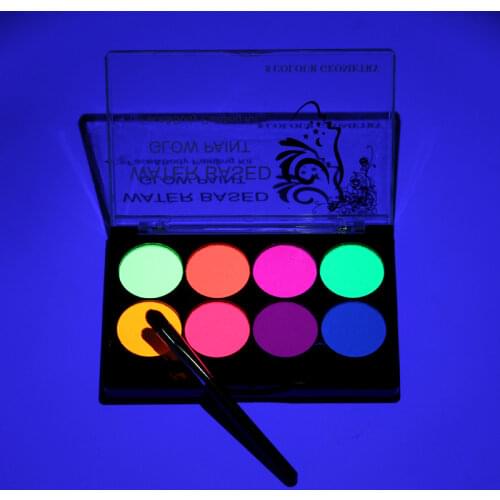 8 colors facial painting Henna for tattoo palette Art UV glow in the dark makeup halloween Party Fancy Dress Beauty Body paint