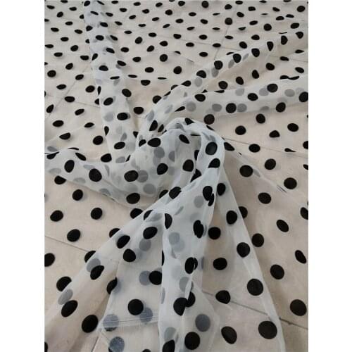 African shinny Lace Fabric with black dot design Laces Fabrics High Quality French Tulle Lace Fabric For Women YG-332