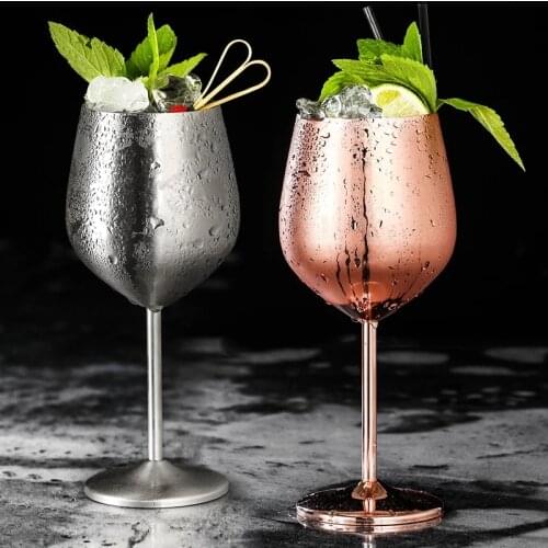 304 Stainless Steel Red Wine Glass Silver Rose Gold Goblets Juice Drink Champagne Goblet Party Barware Whiskey Cup 500ml