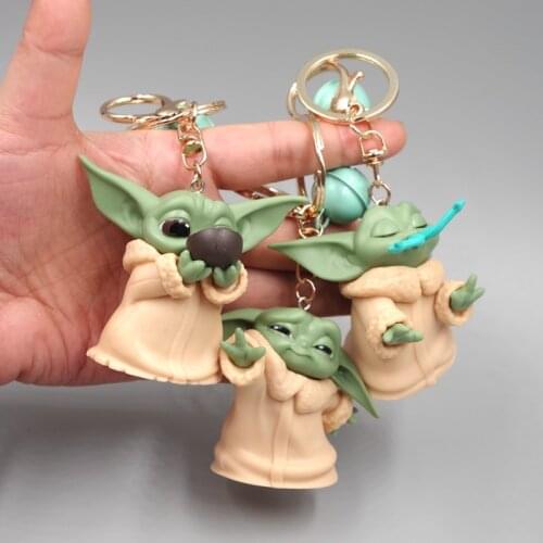 Keychain 5pcs/set Disney Mandalorian Little Child Baby YODA Star Wars Cute Statue 4-6cm Figure Toys