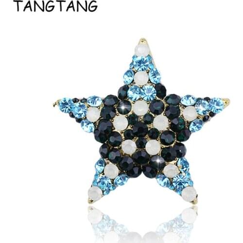 TANGTANG Brooches Multicolor Crystal Rhinestones Star Design Opal Brooch Pins for Dress Coat Suit Scarf Decoration Gift BH8888