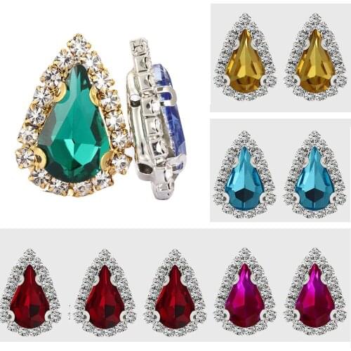 New 10pcs Drop Silver Claw Base Fabric Glass Beads Shiny Crystals Starss Stones Garment Craft Sewing Rhinestones for Clothes