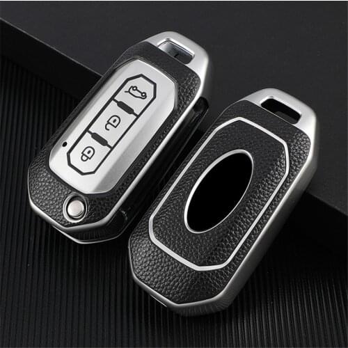 TPU Leather Car Key Case Remote Flip Protector Cover For Ford Territory EV Auto Accessory Car Key Shell Skin For Ford Territory