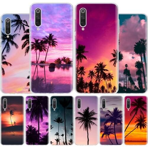 Palm Leaves Sunset Cover Phone Case For Xiaomi Note 10 Mi 11 9 8 CC9 5X 6X 9T 10T A3 Poco X3 NFC F1 Pro Lite + Coque A1 A2