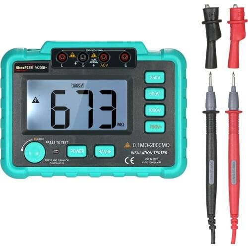 WinsPEAK VC60B+ LCD Digital Insulation Resistance Tester Megohm Meter Megohmmeter DC250V/500V/1000V AC750V