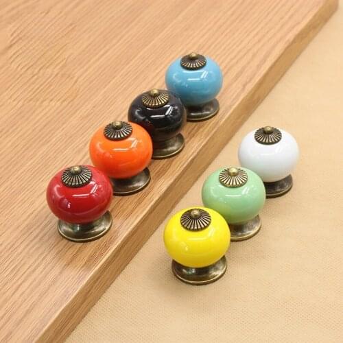Colored Ceramic Desk Drawer Knobs Cabinet Cupboard Handles Simple Design Knobs Single Hole Handles Kitchen Furniture Hardware