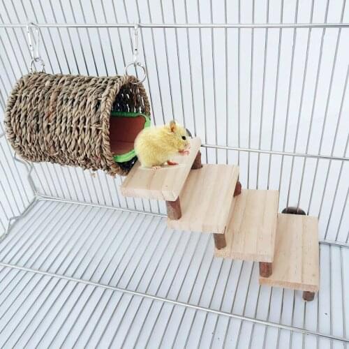 Wooden Hamster Chinchilla Syrian Hamster Toys Ladder House Room Small Animal Play Toys