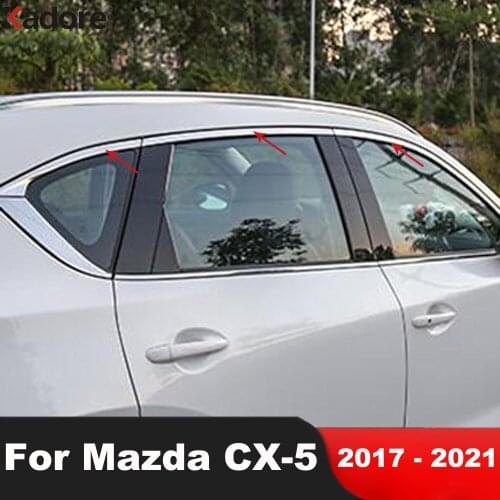 For Mazda CX5 CX-5 2017 2018 2019 2020 2021 Stainless Steel Car Upper Window Cover Trim Decoration Strip Car Styling Accessories