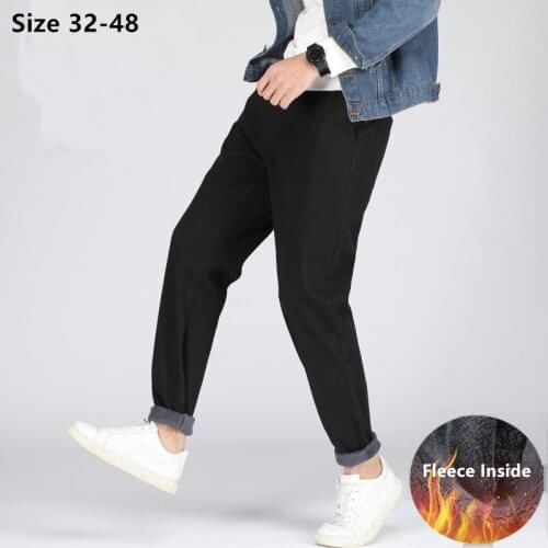 Fleece Pants Mens Stretch Warm Plus Size 44 46 48 Man Pencil Trousers Winter Thick Loose Men Boys Fashion Casual Velvet Clothing