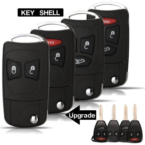 Kutery 3/4 Button For Chrysler Aspen 300C Upgrade Replacement Modified Flip Folding Car Smart Remote Control Replacement Case