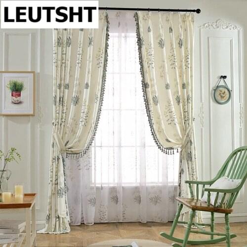 Korean pastoral windows treatment curtains for living room bedroom tulle sheers rustic home decoration drape panel