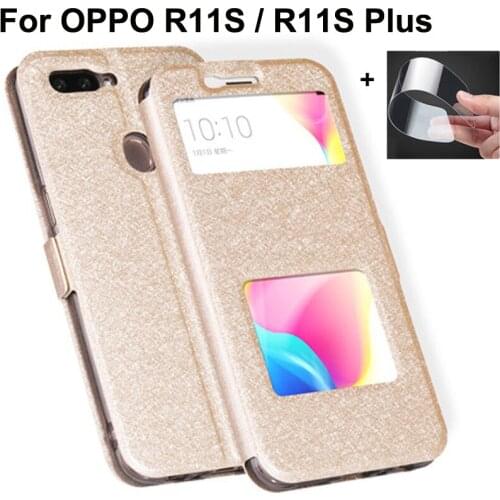 Open window leather case For OPPO R11s cover For OPPO R11s plus phone cases For OPPO R11sPlus flip case OPPOR11s plus back cover
