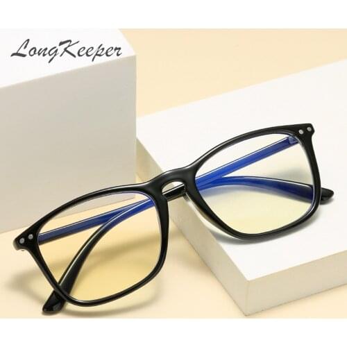 LongKeeper Square Blue Light Blocking Glasses Men Women Computer Gaming Anti Blue Rays Eyeglasses UV400 Optical Frame Okulary