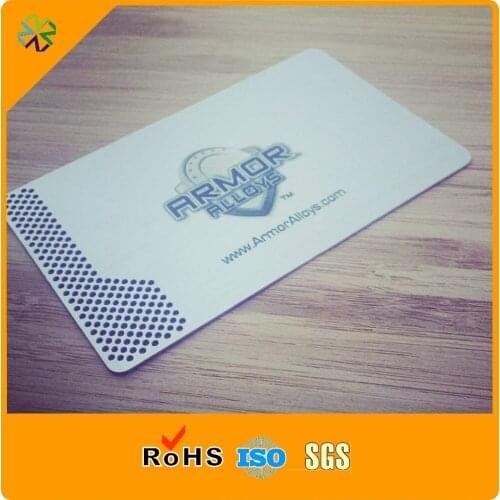 Die cutting holes stainless steel metal business card