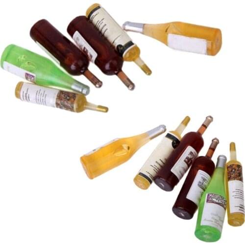 6pcs/set Dollhouse Miniature Accessories Mini Resin Bottle For Dolls Wine Toys Red Furniture Model House Simulation Decor K0D6