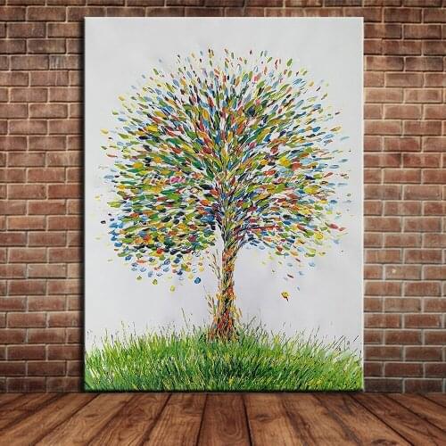Mintura Art Hand Painted Abstract Tree Oil Paintingon Canvas Modern Art Wall Pictures For Living Room Home Decoration No Frame