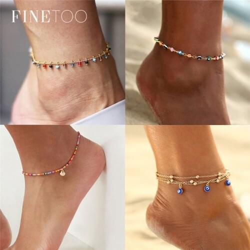 Fashion Colorful Crystal Beads Drop Anklets for Women Summer Ocean Beach Ankle Bracelet Foot Leg Jewelry 2019