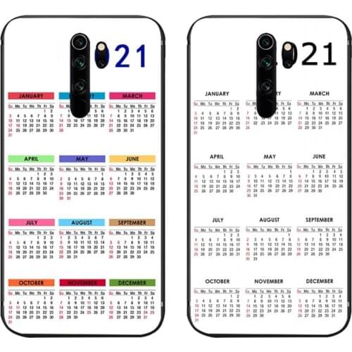 Fashion 2021 Calendar Phone Case for Redmi 9A 8A 7 6 6A Note 9 8 8T Pro Max Redmi 9 K20 K30 Pro