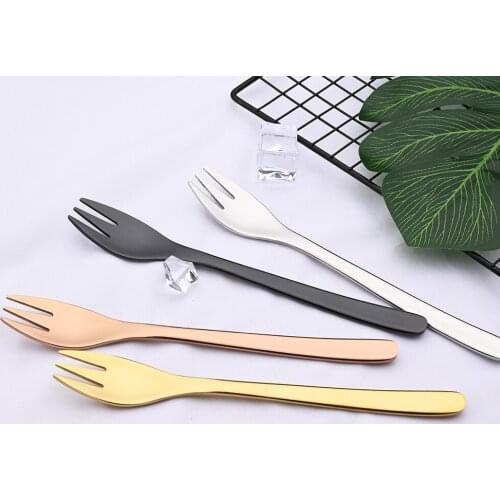 Colourful Dinnerware 304 Stainless Steel Dinner Fork Cutlery Set Dessert Fork Long Handle Gold Black Fork Set for Hotel Party