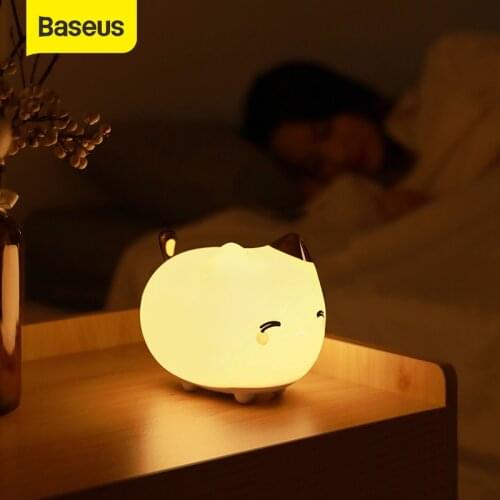 Baseus LED Night Light Soft Silicone Touch Sensor Night Ligh Cute Creative Sleepping Bulb Baby Bedroom Luminar USB Night Lamp