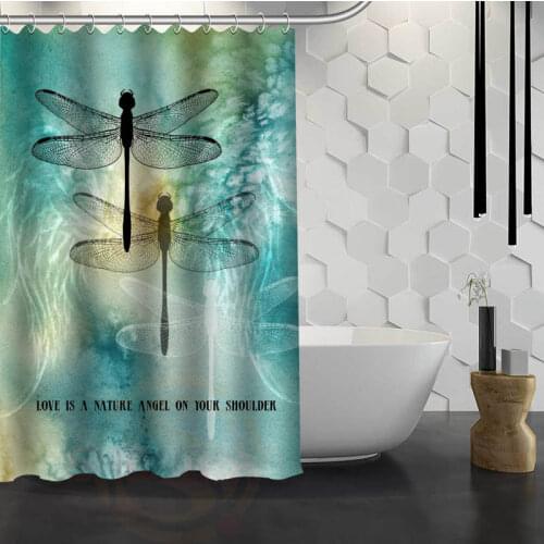 New Dragonfly Custom Shower Curtain With Hooks Fabric Bathroom Curtain eco-friendly Waterproof shower curtain
