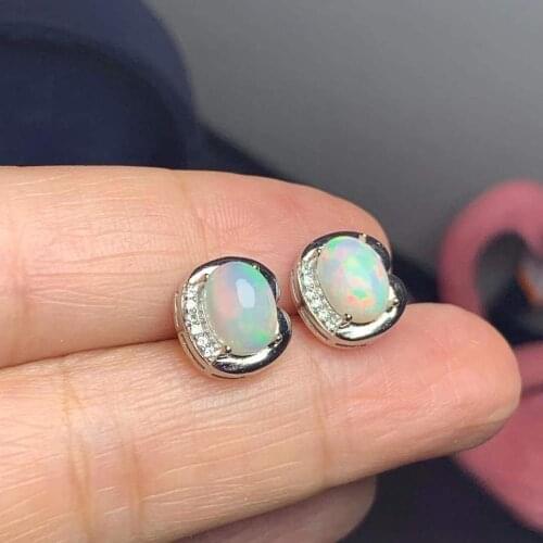 New Arrival Natural and Real Natural Real OPal Earrings S925 Sterling Silver Fine Elegant Jewelry for Women Wedding Earring