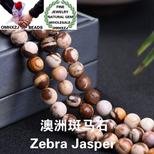 OMHXZJ Wholesale ZB142 46 8 10 12mm DIY Bracelet Necklace Jewelry Making Accessories Natural Stone Fine Zebra Jasper Round Beads