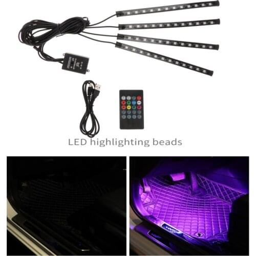 Interior Car Lights with Remote Control Upgraded 2-in-1 Design Interior Car LED Lights with RGB Colors LED Lighting Kit
