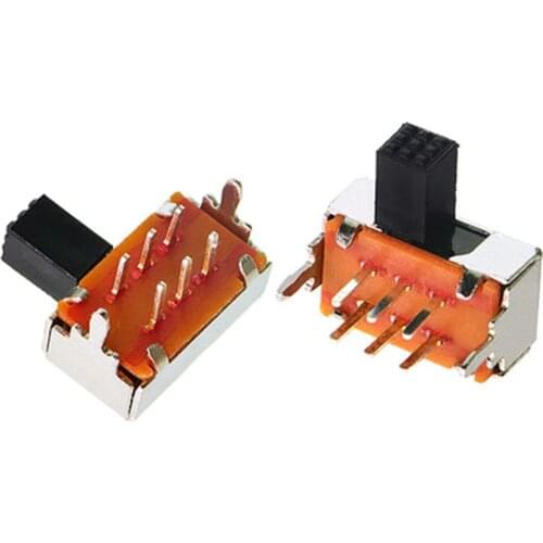 Toggle switch sk-22d02 two row 6-pin 2p2t handle 5mm long horizontal double sliding (10pcs)