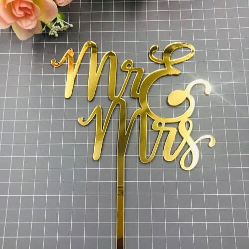 Personalized or Monogram Topper for Wedding Cake Topper Mr and Mrs Mirror Gold Rustic Wedding Cake Decorations for Wedding