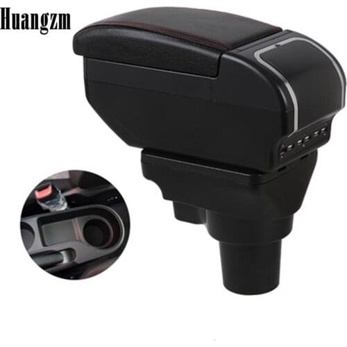 Large Space+Dual Layer+USB Interface Armrest box For Hyundai solaris 2/accent/Verna 2017-2018 Central Store Content box with Ash