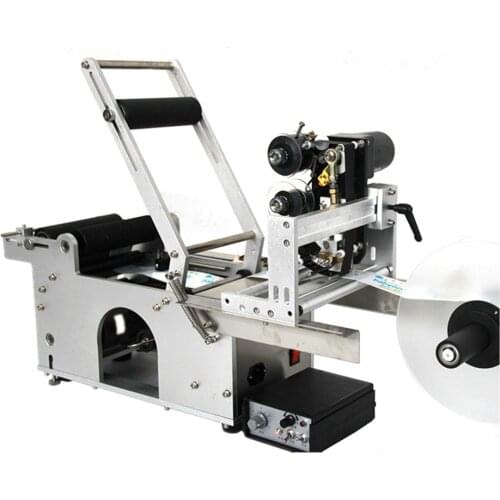 Semi automatic round bottle labeling machine with coder for small business