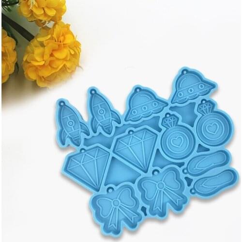 Rocket UFO Diamond Flip-flops Bowknot Shaped Earrings Epoxy Resin Mold Jewelry Necklace Pendant Silicone Mould U90F