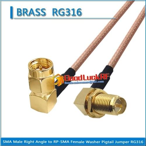 SMA Male Right Angle 90 Degree to RP-SMA RPSMA RP SMA Female Washer Nut Right Angle Pigtail Jumper RG316 extend Cable low loss
