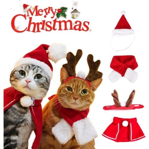 Christmas Cat Clothes Small Dogs Cats Santa Costume Kitten Puppy Outfit Hoodie Warm Winter Pet Dog Clothes Clothing Accessories