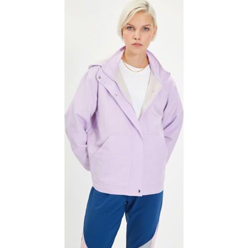 TRENDYOLMİLLA Lilac Hooded Zipper It Should cover COATS, TREND,FASHION, POLYESTER, CASUAL, SPRING, COTTON