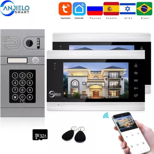 Tuya Smart App Remote Control WiFi Video Door Phone Intercom Access Control System Motion Detection With Code Keypad/RFID Card