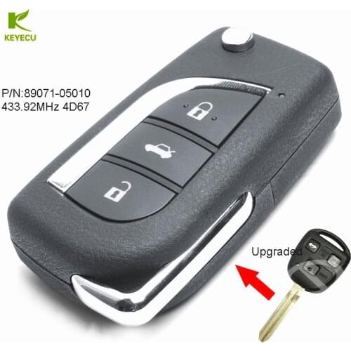 KEYECU Replacement New Upgraded Remote Key Fob 433.92MHz 4D67 for 2003 2004 2005 2006 2007 2008 Toyota Avensis P/N: 89071-05010