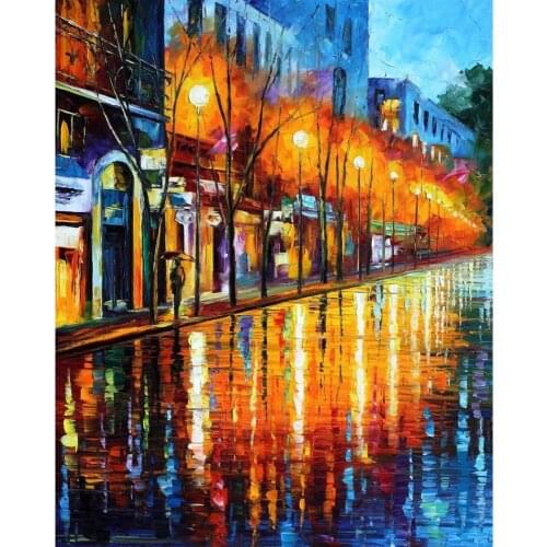 Contemporary art early morning in paris knife oil painting canvas beautiful landscape pictures for wall decor