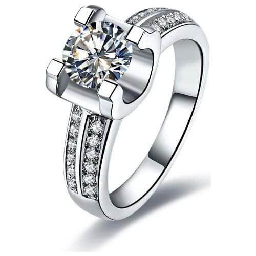 Solid 18K 750 White Gold Ring 1CT Brilliant Diamond Ring For Female D Color VVS1 Beutiful Ring Box Love Jewelry For Girl Friend
