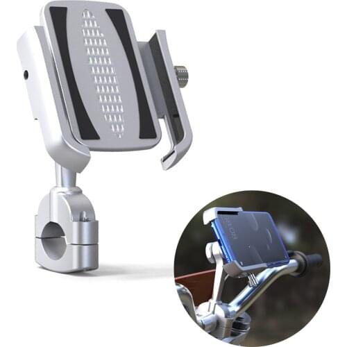 Silver Universal Smartphone Mobile Phone Holder GPS Mounts For Motorcycle Off-Road Dirt Bike Bicycle