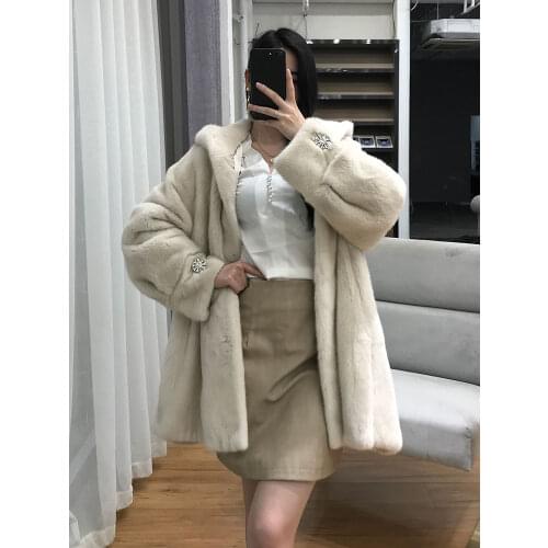 Winter Real Jacket Mink Natural Fur Coats and Jackets Women Hooded Luxury Coat Chaquetas Mujer 2020 W062 KJ4874