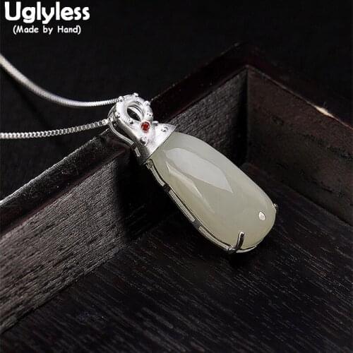Uglyless 100% Real 925 Sterling Silver Handmade Peas Necklaces for Women Jade Beans Pendants With Chains Gemstones Fine Jewelry